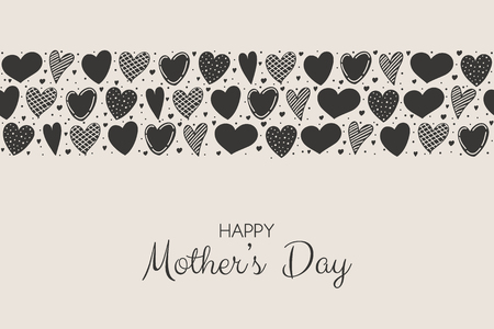 Mother's Day - concept of a card with cute hand drawn hearts. Vector.のイラスト素材