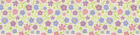 Cute banner with floral pattern - seamless background. Vector.のイラスト素材