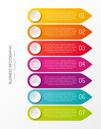 Infographic with business icons - colourful template. Vector.のイラスト素材