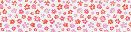 Multicoloured floral banner in retro style - seamless texture vector.のイラスト素材