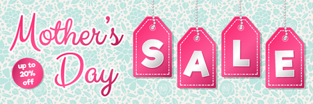 Mother's Day Sale - glossy banner with flowers. Vector.のイラスト素材