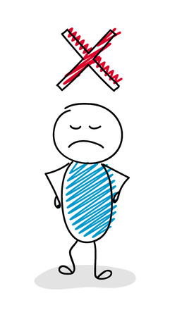 X mark (cross) icon with funny stickman - business concept. Vector.のイラスト素材