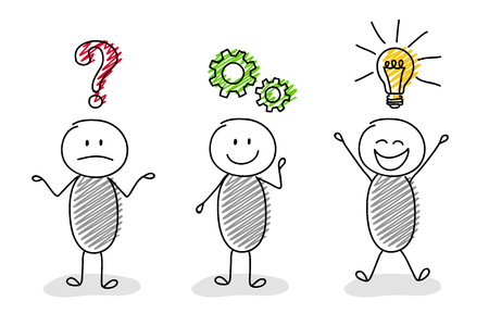 Business icons with funny stickman - collection. Vector.のイラスト素材
