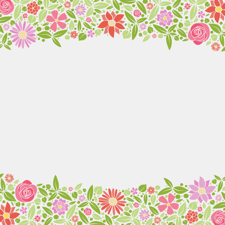 Vintage floral background with hand drawn flowers. Spring, wedding and birthday card. Vector.のイラスト素材
