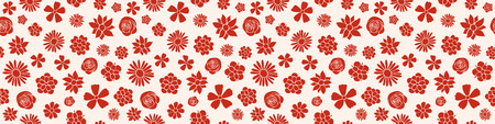 Panoramic banner with beautiful flowers seamless texture vector.のイラスト素材