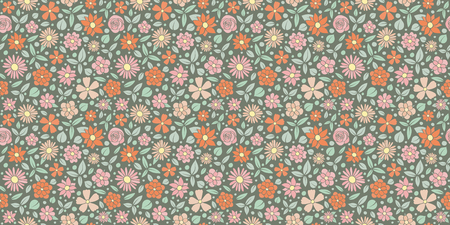 Vintage floral texture seamless pattern with hand drawn flowers. Mother's day, Woman's day and Valentine's day vector.のイラスト素材