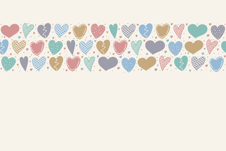 Cute background with hand drawn hearts. Vector.のイラスト素材