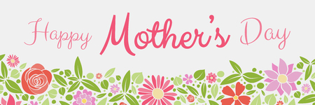 Colourful banner with fresh flowers for Mother's Day. Vector.のイラスト素材