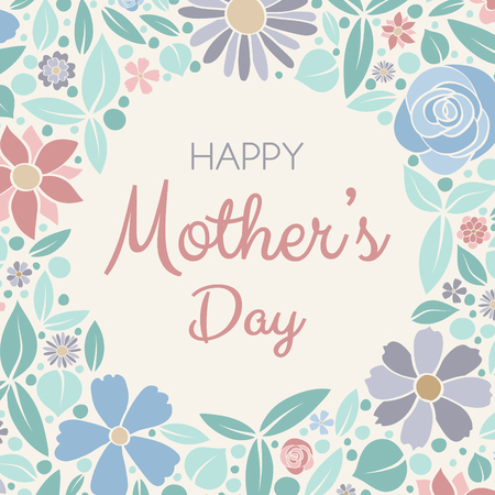 Multicolored card for Mother's day floral concept vector.のイラスト素材