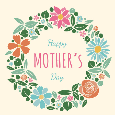 Happy Mother's day floral poster with wishes vector.のイラスト素材