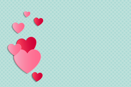 Shiny hearts on dotted background with copy space. Template of poster for Valentine's day, Mother's day or Women's day vector.のイラスト素材
