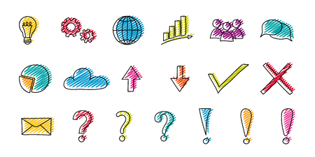 Set of hand drawn business icons vector.のイラスト素材