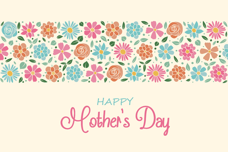Floral postcard with wishes for Mother's Day.のイラスト素材