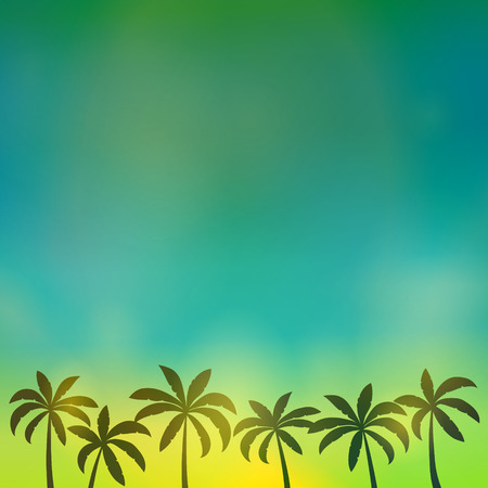Summer background with palm trees and copy space. Vector.のイラスト素材