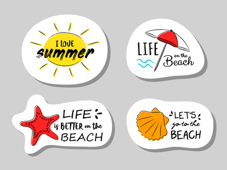 Summer badges with funny text. Vector.のイラスト素材