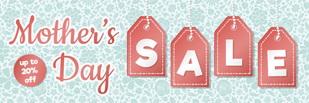 Mother's Day Sale - panoramic banner with floral background. Vector.のイラスト素材