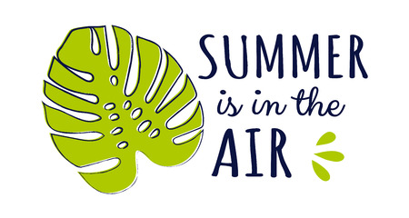 Summer - funny hand drawn sticker in retro style. Vector.のイラスト素材