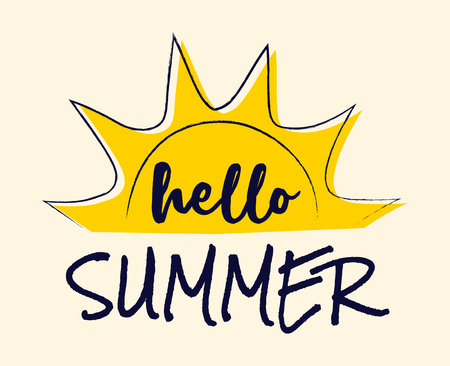 Hello summer. Funny summer element with text - concept of a banner. Vector.のイラスト素材