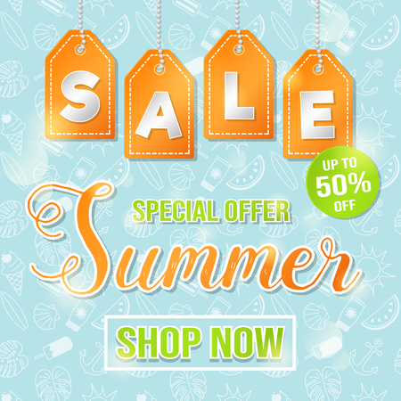 Concept of summer background for Summer Sale promotion. Vector.のイラスト素材