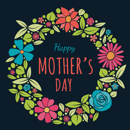 Mother's Day - cute card with hand drawn flowers and greeting vector.のイラスト素材