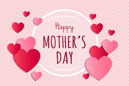 Happy Mother's Day - background with hearts and wishes vector.のイラスト素材
