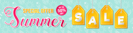 Glossy banner for a Summer Sale with textured background vector.のイラスト素材