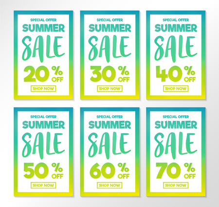 Summer Sale - collection of colorful posters.のイラスト素材