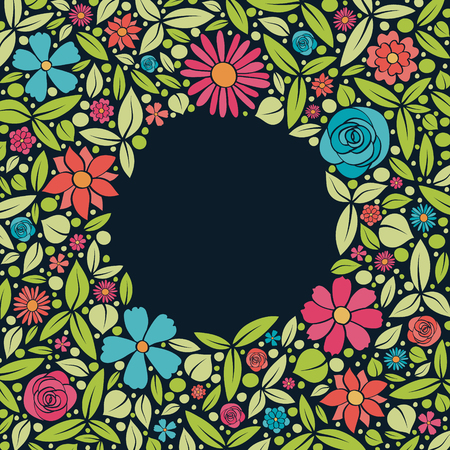 Design of a card with hand drawn flowers for Mother's Day, Women's Day and birthday party vector.のイラスト素材