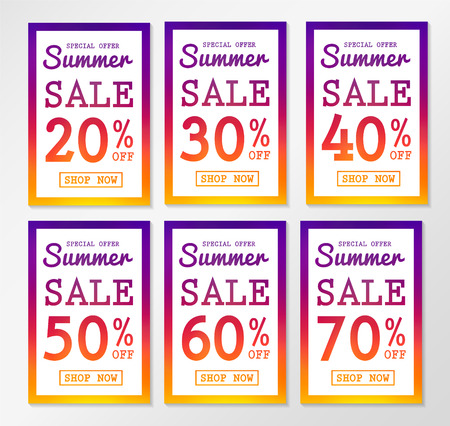 Collection of multicolored posters for summer sale vector.のイラスト素材