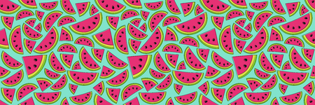 Colorful pattern with hand drawn watermelons vector.