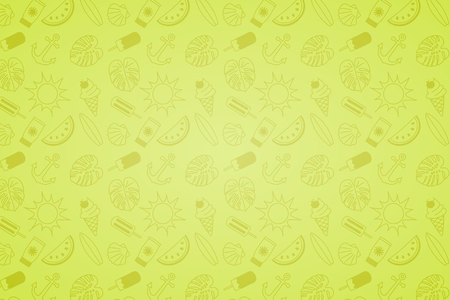 Funny summer hand drawn icons with copyspace. Vector.