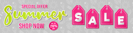 Glossy banner for a Summer Sale with textured background. Vector.のイラスト素材