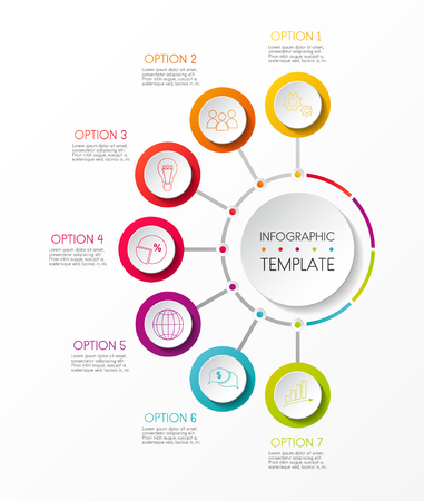 Layout of infographic with colorful icons.のイラスト素材