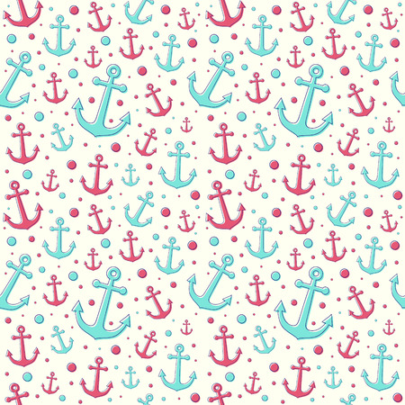 Sailor concept of seamless texture - background with anchors.のイラスト素材