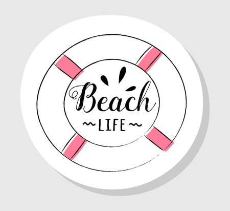Pastel coloured summer label in retro style with funny text.のイラスト素材