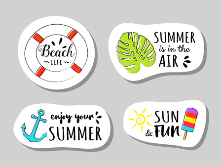 Cute summer stickers with illustration.のイラスト素材