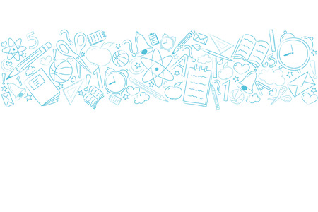Concept of a school poster with hand drawn accessories - template of a poster.のイラスト素材