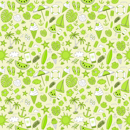 Seamless pattern with summer elements - concept of wrapping paper.
