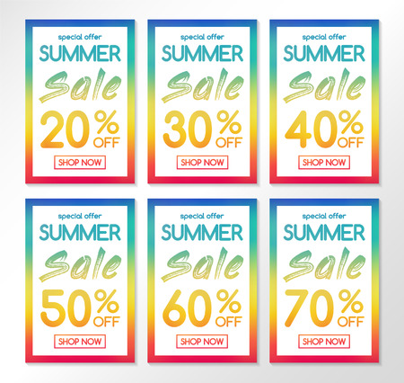 Collection of Summer Sale backgrounds with different discounts.のイラスト素材