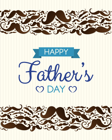 Happy Father's Day - concept of poster with funny mustaches and wishes. Vector.のイラスト素材
