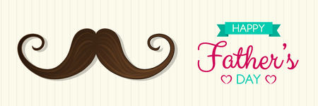 Happy Father's Day - concept of panoramic header with mustache and wishes. Vector.のイラスト素材