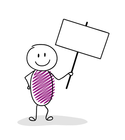 Businessman holding banner with copyspace. Vector.のイラスト素材