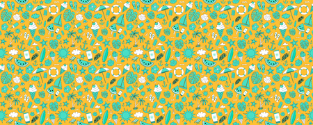 Summertime - seamless pattern with funny elements. Vector.のイラスト素材