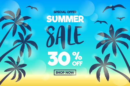 Special offer - discounts for Summer Sale. Colourful poster. Vector.のイラスト素材
