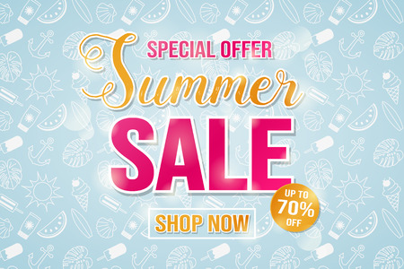 Summer Sale - concept of glossy flyer with special offer. Vector.のイラスト素材