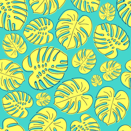 Seamless pattern with tropical leaves. Vector.のイラスト素材