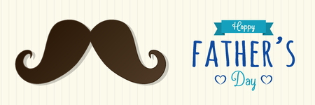 Happy Father's Day - concept of panoramic header with mustache and wishes. Vector.のイラスト素材