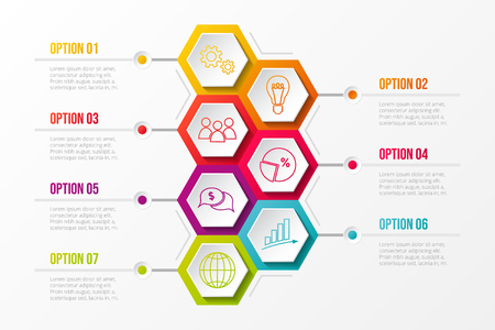 Business infographic with hexagonal icons. Vector.のイラスト素材