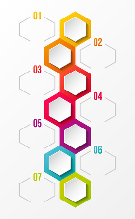 Design of empty infographic layout with hexagonal icons. Vector.のイラスト素材