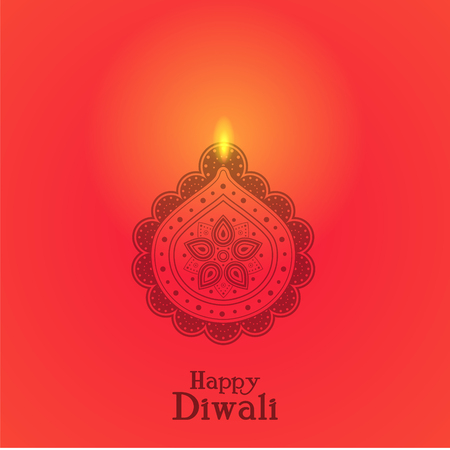 Illuminated diya - Indian oil lamp. Concept of card for Diwali. Vector.のイラスト素材